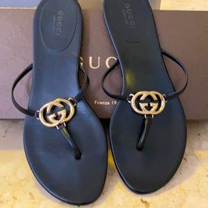 Authentic Gucci GG leather sandals